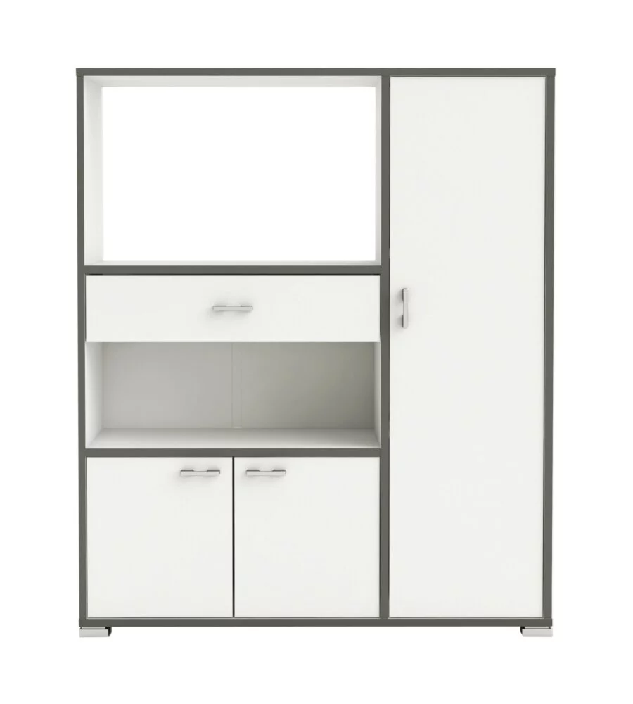 Mobile buffet cucina bianco con profili grigi, 90x112x40 cm